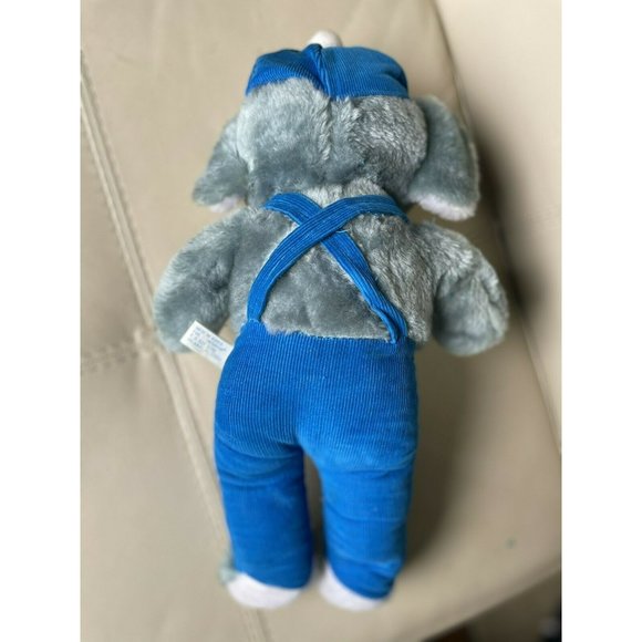 Vtg 70s 80s Plush Toy INTERPUR Elephant / Anteater Corduroy Overalls Korea - Picture 8 of 8